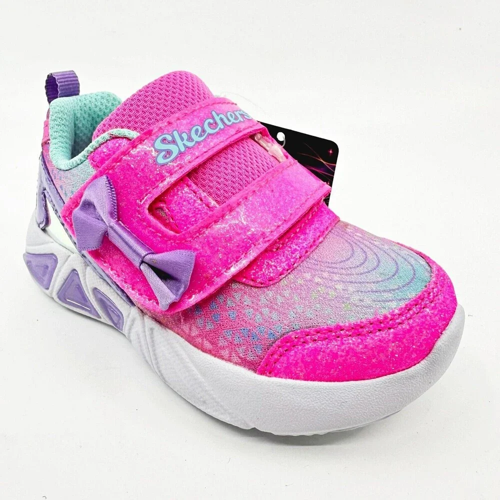 Skechers S Lights Tri Brights Lil Gleam Pink Lavender Toddlers Girls Size 6